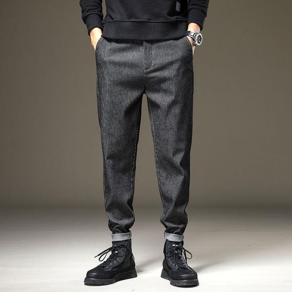 

men's jeans men striped pants autumn dark loose dad trend versatile casual, Blue