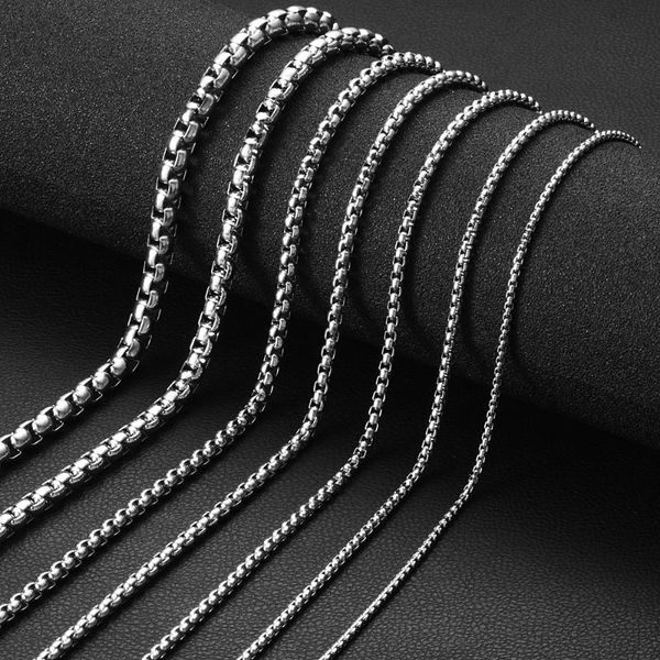 

chains fashion 316 stainless steel necklaces and bracelets multi sizes jewelry for female gift with lobster claw clasps s-005, Silver