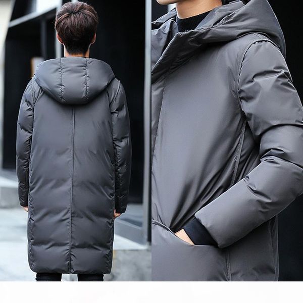 

add new clothing jackets thick keep wear outside long warm men down jacket hooded down winter coat male, Black