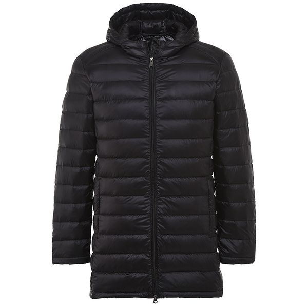 

fashionable new style men's lightweight down jacket white duck down men's medium length hooded down jacket casual men's winte, Black