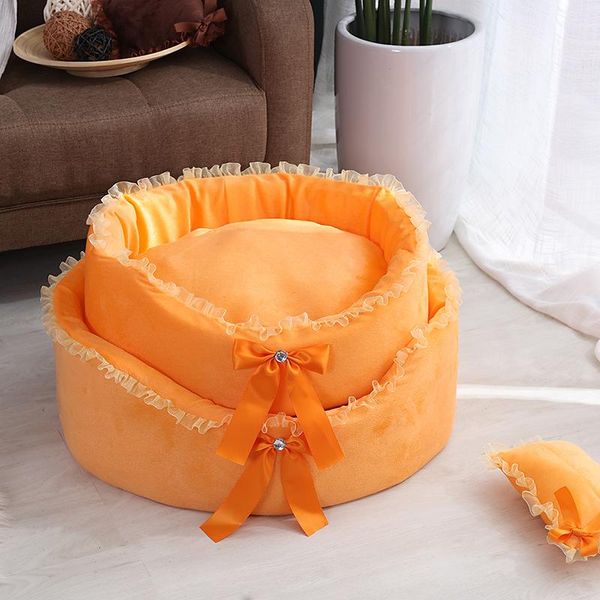 

kennels & pens pet supplies lace princess cat and dog sofa bed warmth four seasons universal bowknot cute cushion multi-color optional