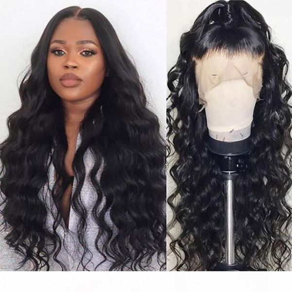 

virgin brazilian pre plucked natural wave 360 swiss medium brown color lace frontal wigs peruvian human hair wigs with natural hairline, Black;brown