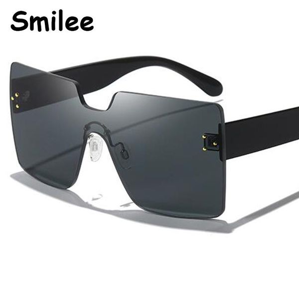 

sunglasses square frameless black women 2021 fashion one-piece brand design men glasses luxury oversized chic goggles uv400, White;black