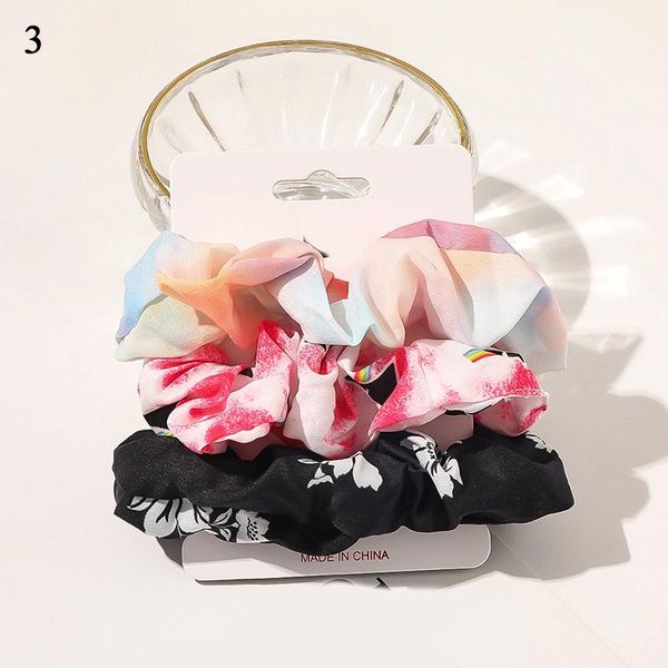 

3pcs/set fashion bow-knot floral scrunchies set for woman ponytail ties rope elastic hair bands korean hair accessories q wmtcnu, Black;gray