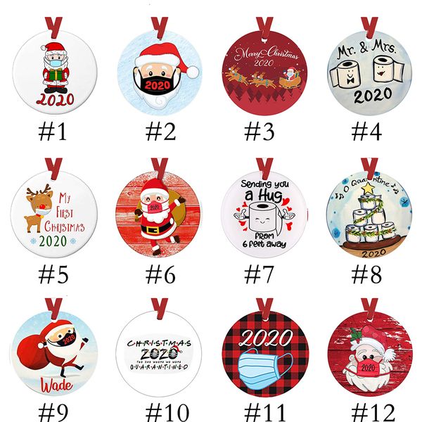 

christmas quarantine ornaments customized gift survivor family 2020 hang decoration snowman pendant with face mask w-002wkbz