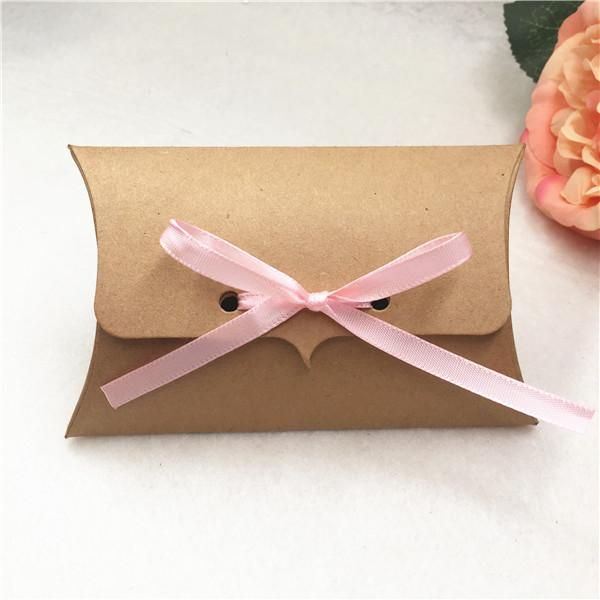 

30шт пакет чистые белые подушки формы бумаги коробка крафт ремесло подарочная упаковка коробка ленты свадебное событие одолжение конфеты упа