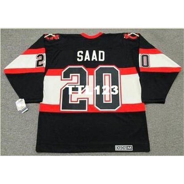 

421s #20 brandon saad chicago blackhawks 1930's ccm vintage hockey jersey or custom any name or number retro jersey, Black