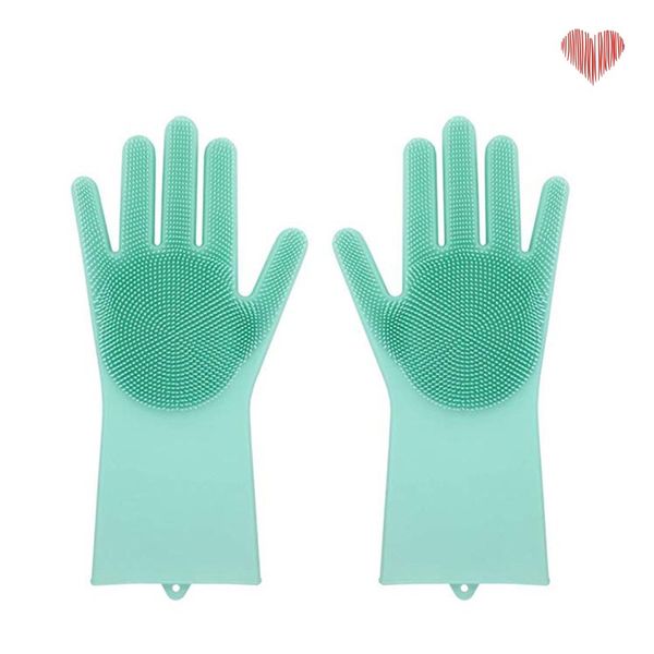 

silicone gloves with brush reusable safety silicone dish washing glove heat resistant gloves kitchen cleaning tool hhaa614 28 n2