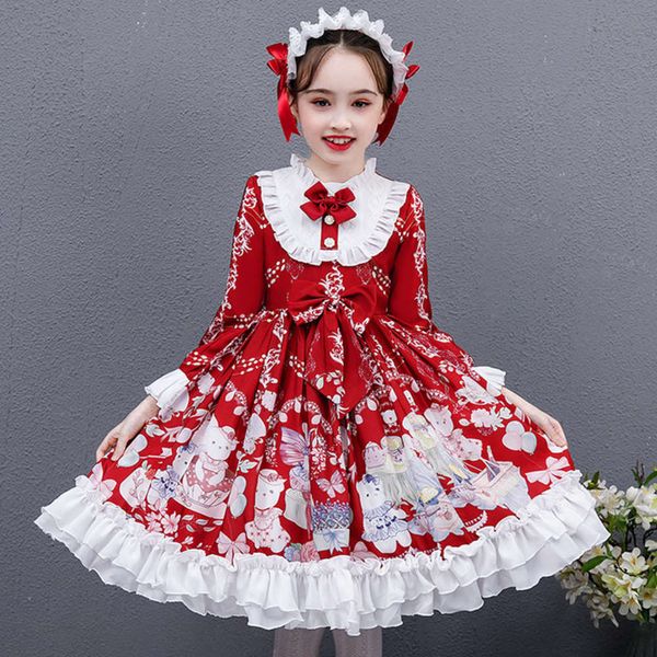 

autumn children's foreign girl little girls' sle long sve lolita princs drs iu80 iu80, Red;yellow