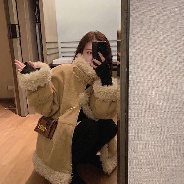 

elegant faux fur coat women winter thick warm soft fleece jacket pocket zipper outerwear overcoat bear teddy coat1, Black