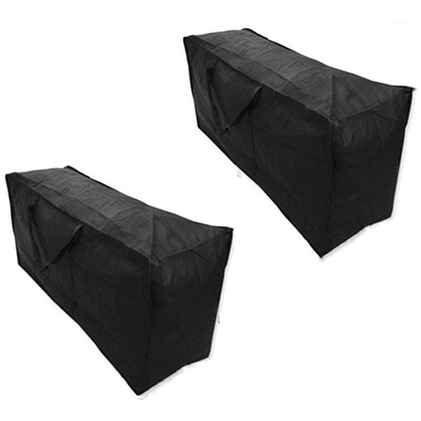 Pedaços de saco de armazenamento de almofada de pátio Saco de mobília ao ar livre, 68x30x20 polegadas (preto 2 peças) sacos