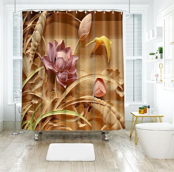 

shower curtains 3d lotus leaf classical style view bathroom curtain comfortable thicken waterproof thickened bath