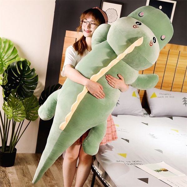 

new big size long lovely dinosaur plush toy soft cartoon animal dinosaur stuffed doll boyfriend pillow kids girl birthday gift y200723