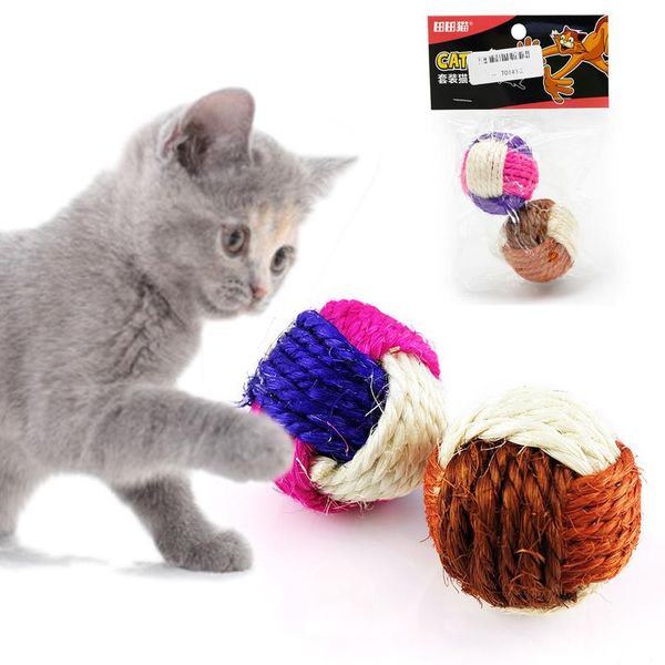 

2pcs/pack cat toy pet sisal ball toy funny interactive cat puppy kitten toys for cats playing chewing cat products pet sqclgj