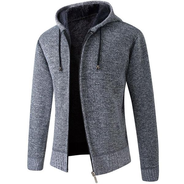 

2020 new cardigan mens hooded collar fleece warm sweaters coat men coat hoodies jacket thick full solid cardigan male coats, White;black