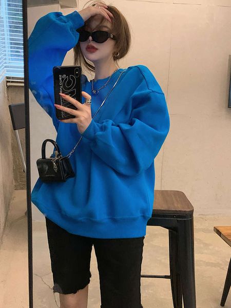 

round neck pullover foreign sweater women's loose korean version 2020 new autumn style thin bf lazy top, Black