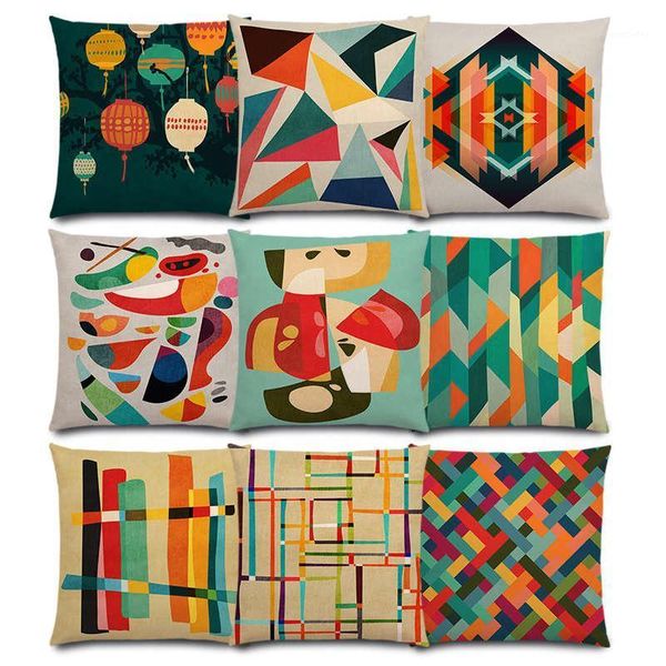 

leaf flowers rainbow color blocks field weave map colorful geometric abstract pattern prints cushion cover pillow case mini1