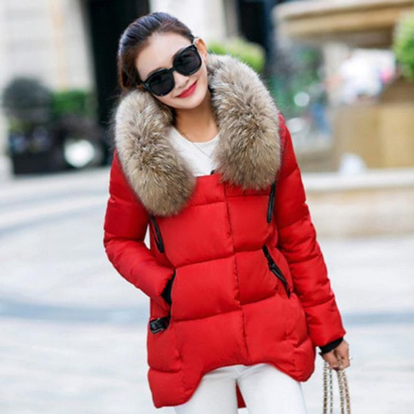 

2020 new winter jacket womens fashion large fur collar short coats women loose leisure parka coat female down cotton outwear, Black
