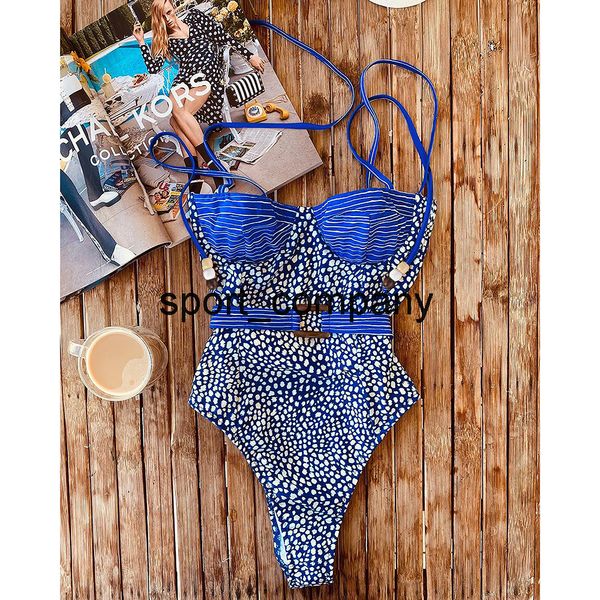 Um pedaço de maiô 2022 Sexy leopardo swimwear mulheres faixa maiô flexão de banho de banho beachwear retro vintage monokini