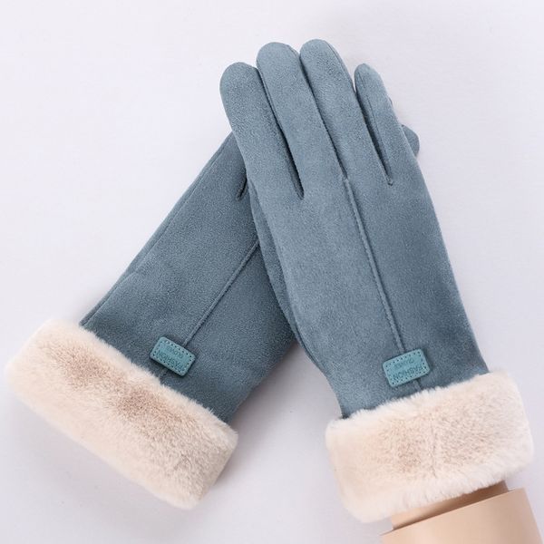 Женщины ручной работы зима вождения водонепроницаемые ветрозащитные перчатки сохраняют теплый сенсорный экран искусственной замшевой перчаткой