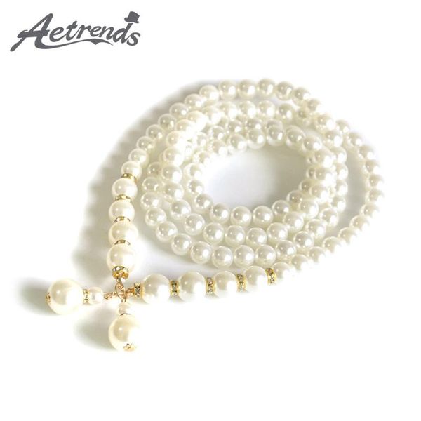 

AETRENDS] Women's Cinch Belt for Dresses Pearl Waist Chain Lady Rhinestone Inlaid Dress Decorative Belts D-0129, Black;brown