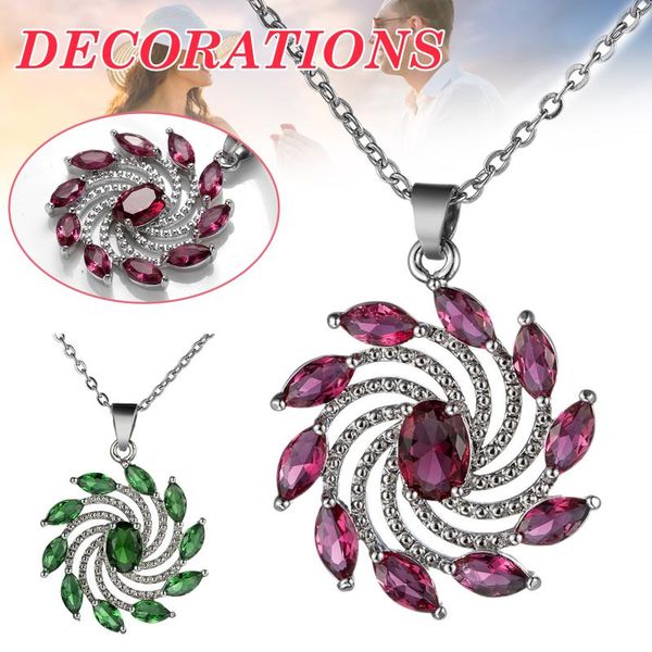 

newly flower zircon crystal pendant clavicle chain necklace metal women necklace gift for girlfriend female dod886, Silver