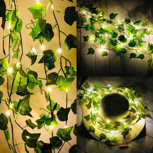 

climbing tiger lamp string green leaf rattan lamp string home garden garden decorative 7 5jq o2