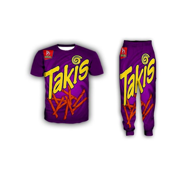 

new fashion women/mens takis funny 3d print t-shirt + jogger pants casusal tracksuit sets, Gray