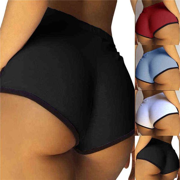 

women summer short pants 2021 contrast binding side split elastic waist patchwork casual beach micro shorts body shorts y220311, White;black