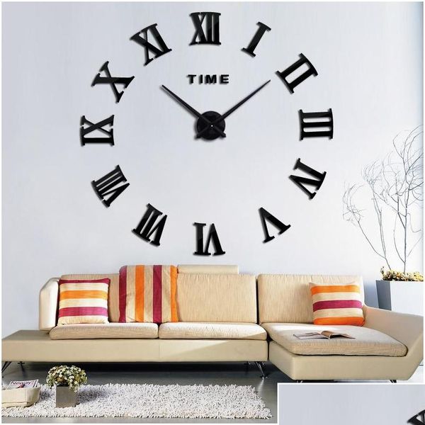 

wholesale-promotion 2016 new home decor large roman mirror fashion modern quartz clocks living room diy wall clock qylmyc loveshop01