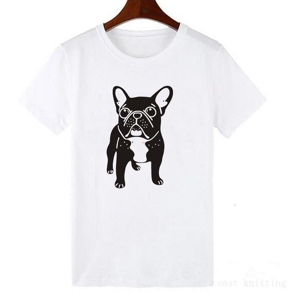 

fashion french bulldog print t shirt women casual t-shirt for girls summer short sleeve tshirt tshirt female, White