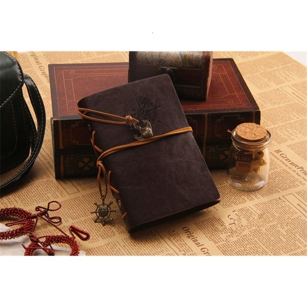 

vintage leather travel journal anchor rudder decoration notebook ing, Purple;pink