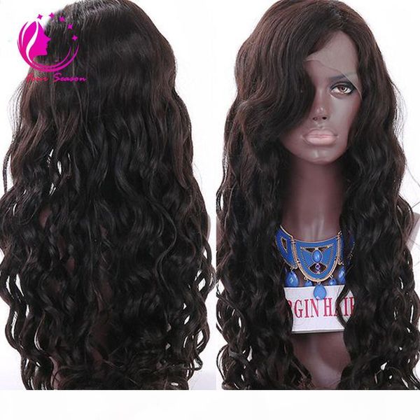 

glueless lace front human hair wigs loose curly for black women brazilian virgin full lace hair wigs with baby hair 130-180% density, Black;brown