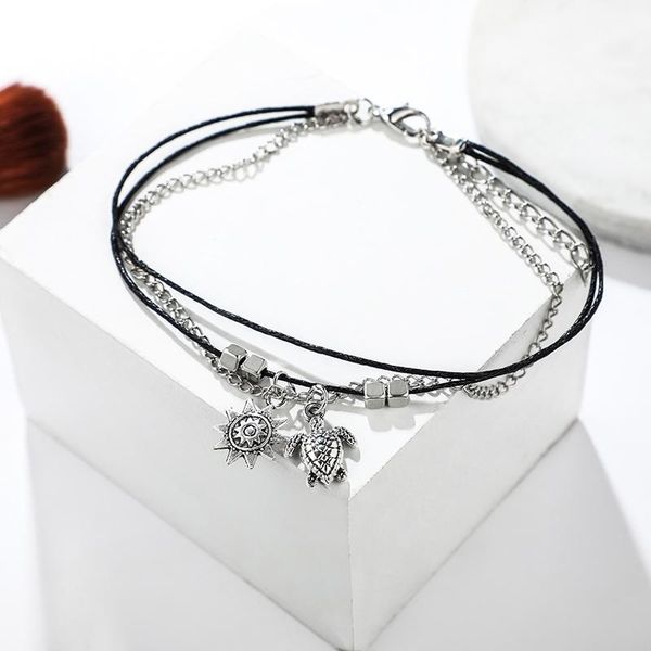 

tocona beach black string sun черепаха подвесного браслета подвеска для женщин регулируемая наслоение ног ювелирные изделия 6895 h wmtsip, Red;blue