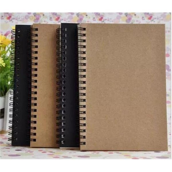 

black portable business drawing kraft papers notepads sketch notebook spiral 100 sheets journal notebooks school office suppliers dhl free, Purple;pink