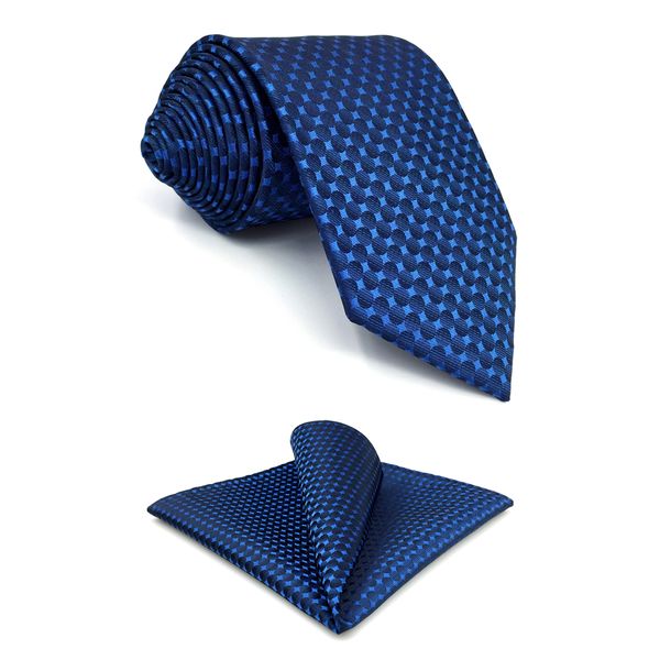 

f25 blue dots men neckties set classic fashion ties for male 63" wedding pocket square, Blue;purple