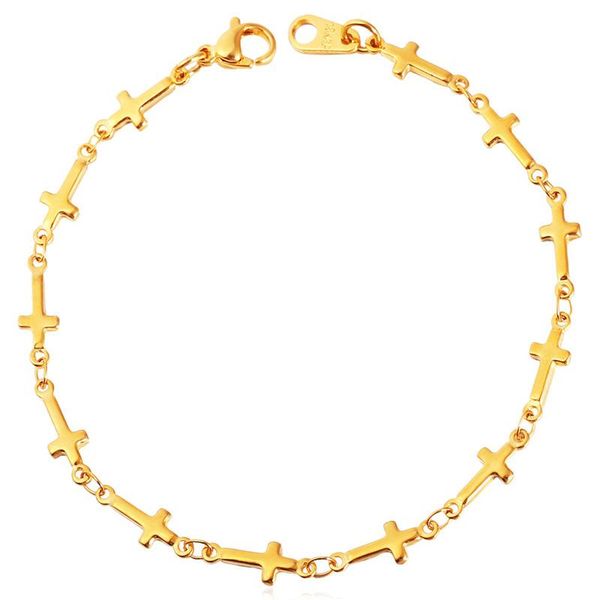 

cross bracelets new trendy women jewelry stainless steel gold color religious women for chain bracelets h231, Golden;silver