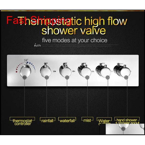 

led shower set spa functions luxurious bath system large waterfall dual rain misty concealed ceiling showerhead mas qylfrv five2010
