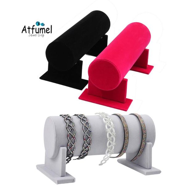 

velvet detachable headband hair hoop hair clasp display stand rack headdress organizer holder necklace jewelry display stand, Pink;blue