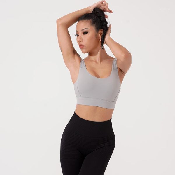 

gym clothing fitness sports bra with chest pad high impact crop women hollow back design breathable running workout yoga activewear1, White;black