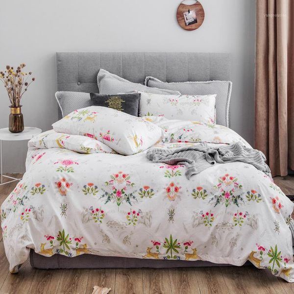 

bedding sets beddingset small fresh flowers plants full cotton printing quilt cover 1.8m article bedsheet girl gift1