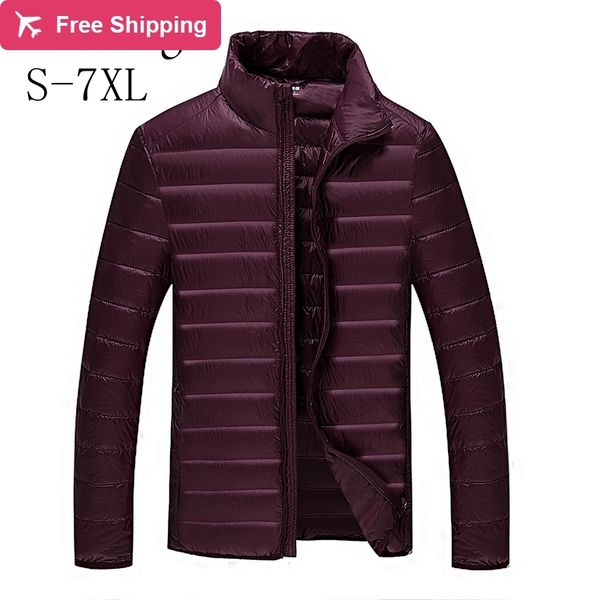 

2021 new plus 5xl 6xl 7xl duck men's feather ultralight down jacket for men park outwear with carry bag overcoat oaf9, Black