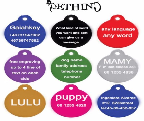 

2pcs/lot engraving aluminum pet id tags dog cat name tags pet id collar personalized engraving round shapes 8 colors q wmtsfr