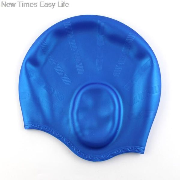 

new silicone gel waterproof ear cup long hair protection swimming swim pool sports swimwear cap hats for men women ladies adults wmtsqi
