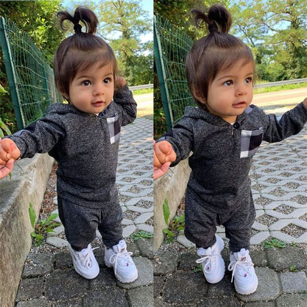 

kids tracksuit baby boys girls autumn winter long sleeves hooded hoodie sweater pants leggings two pieces oufits casual suit e121604, White