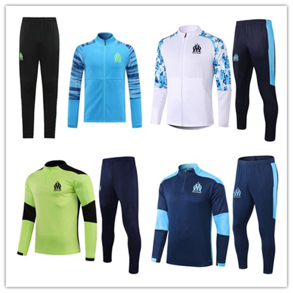 

2021 olympique de marseille soccer training suit 20/21 payet l.gustavo thauvin football jogging jacket survêtement de football, Black
