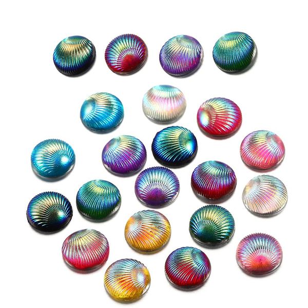 

20pcs/lot 10mm shell shape resin cabochons multicolor round flat back cabochon diy for jewelry making supplies finding earring q sqcdgm, Black
