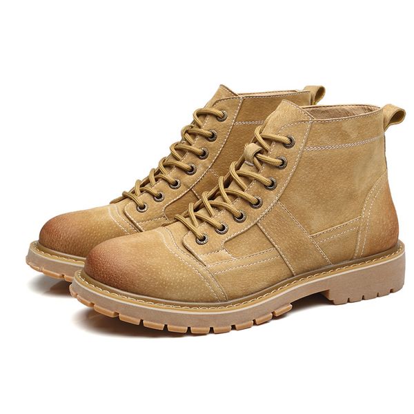 

of british design casual men desert platform genuine outdoor leather shoes cowboy boot male zapato boots hombre crak, Black