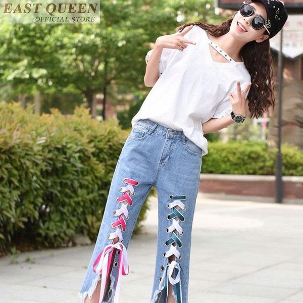 

women's jeans womens with side pocket femme 2021 high waist boyfriend fashion broken hole pants trousers 3525 a, Blue