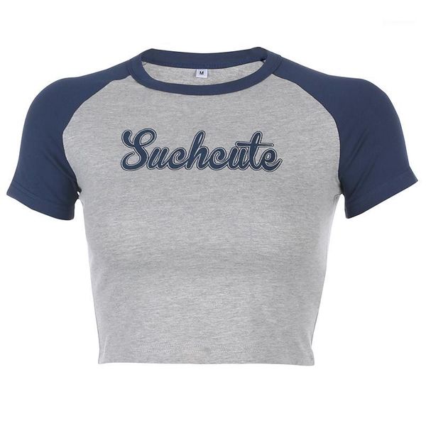 

weekeep letter print patchwork cropped t shirt women streetwear short sleeve tee shirt femme 2020 summer t-shirt 1, White